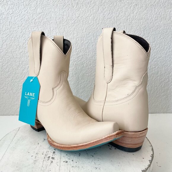 Lane EMMA JANE Womens Cowboy Bootie 8.5 Pale Ivory Western Cowgirl Short Boots